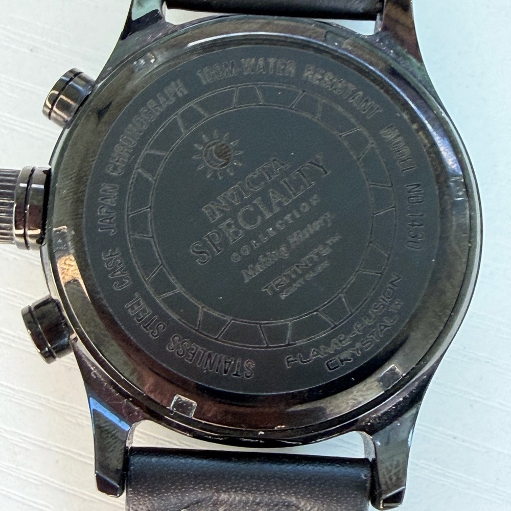 Invicta Specialty Black Chronograph Watch White Dial Stainless Steel Mens - Picture 5 of 6
